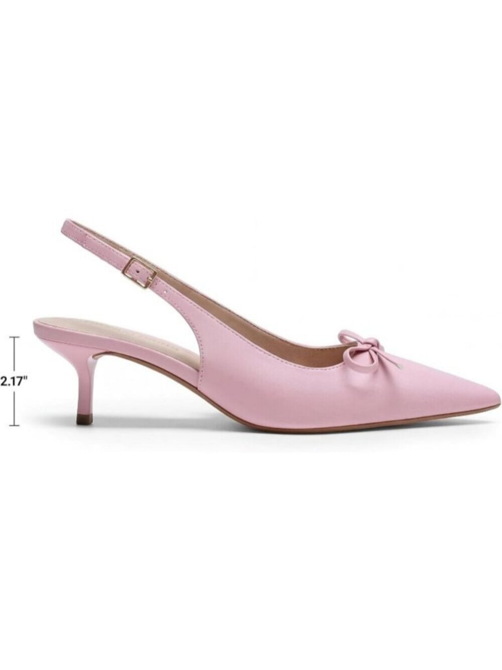 DREAM PAIRS Women's Pink Slingback Kitten Heels Pumps with Bow 2.17" Low Heels - Picture 4 of 6